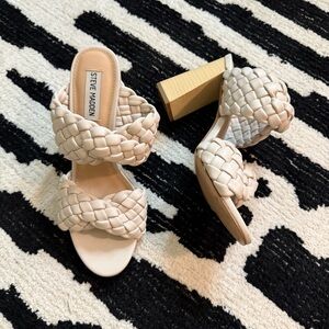 Steve Madden Women's Braided Cream Block Heels